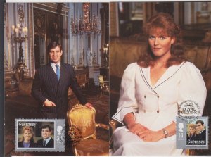 Guernsey 1986 Royal Wedding pair Maxicard