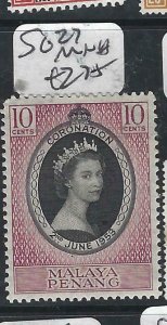 MALAYA PENANG   (P2206B)   QEII CORONATION SG 27  MNH