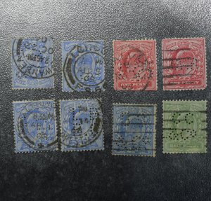 GB Stamps 1901->  Perfins King edward VII   x 8        1     ~~L@@K~~