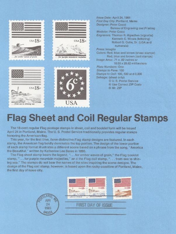 U.S. Souvenir Page SP533 Flag 1890-1891   P877