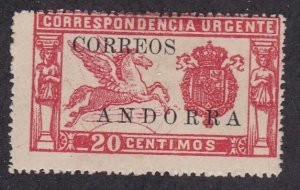 Spanish Andorra # E1, Special Delivery Overprint, Hinged, 1/2 Cat.