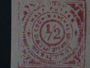 ​INDIA-FEUDATORY STATES- POSTAGE STAMP- IMPERF MNH -VF-OVER 100 YEARS OLD-