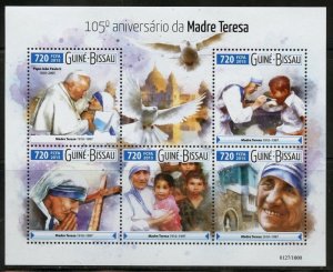 Guinea-Bissau 2015 MOTHER TERESA & POPE JOHN PAUL II Sheet Perforated Mint (NH