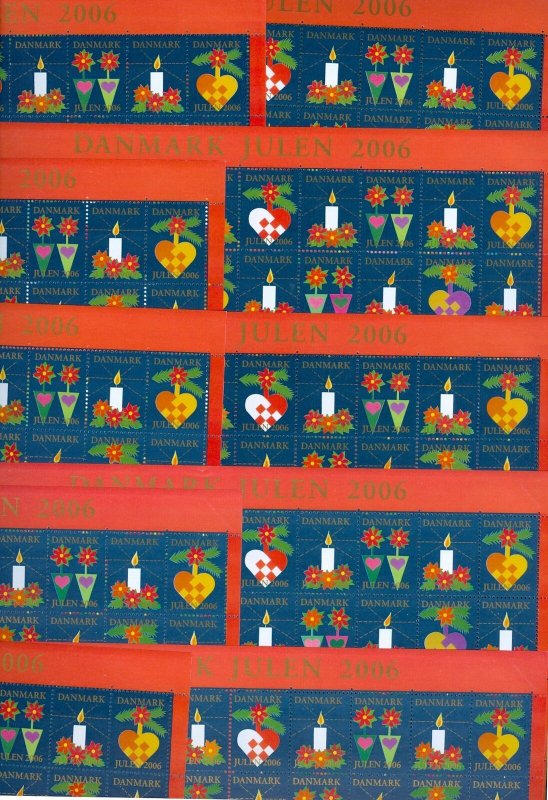 Denmark. 10 Christmas Seal, Sheet 2006 Unfolded. Decorations. 2 Side Perfor.