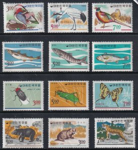 Sc# 493 / 504 Korea 1966 Fish, insects, animals and birds set MLH CV $37.05