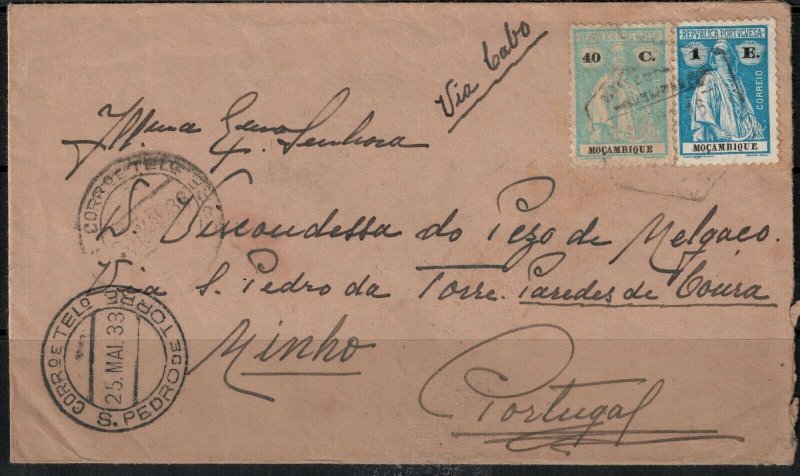 Mozambique 1922 Ceres from Luabo to S. Pedro de Torres 25-5-1933 