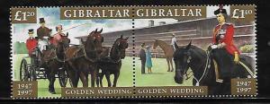 Gibraltar 733-34 Queen Elizabeth Golden Wedding Anniversary Mint NH