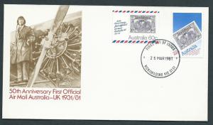 Australia FDC 50th Anniv airmail to UK VFU SG 770 aircraft