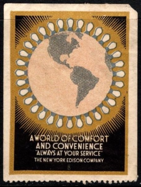 1920's US Poster Stamp Genuine New York Edison Company Always At Y...