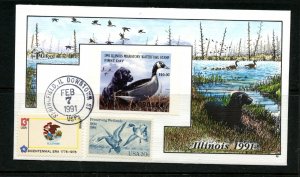 U.S. #IL17 (U852) Milford Hand Painted Illinois 1991 Hunting permit stamp cover