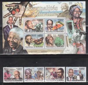 Burundi 991-95 African Personalities - Nelson Mandela Mint NH