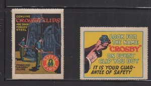 USA - Pair of Crosby Industrial Clips Advertising Stamps Emphasizing Safety