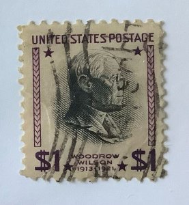 USA 1938 Scott 832 used - $1, Woodrow Wilson