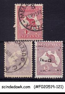 AUSTRALIA - 1913-24 SCOTT#2, 50 & 52 - 3V - USED