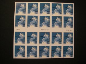 Scott 3830De, 37c Egret, Pane of 20, #P55555, MNH Booklet Beauty, High Cat