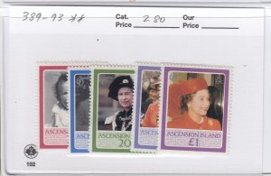 Ascension 389-93 QEII 60th Birthday mnh