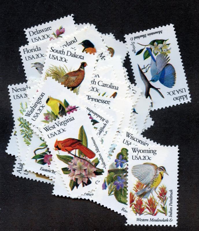 U.S. Scott 1953-2002 20-Cent Birds & Flowers MNH Perf. 10.5x11.25 Complete Set