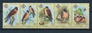 [60054] Seychelles 1980 Birds Vögel Oiseaux Ucelli Falcon Strip of five MLH