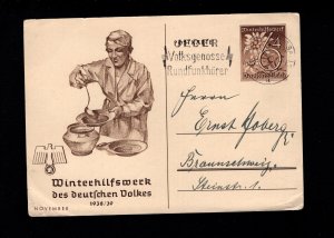 Germany Eagle Swastika WHW One Pot Meal 1939 Used Freiburg Postal Card  H9