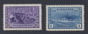2x Canada WW2 Stamps;  #261-50c #262-$1.00 Both MH VF Guide Value= $120.00