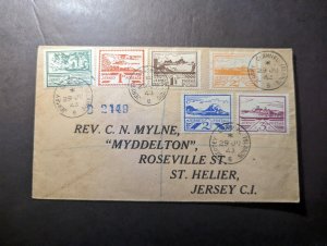 1943 Registered England British Channel Islands Cover Jersey CI Local Use