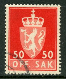 Norway 19462 Official 50 ore Scarlet Scott O85 VFU N794