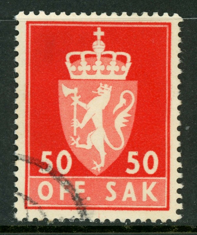 Norway 19462 Official 50 ore Scarlet Scott O85 VFU N794