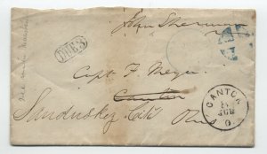 1860s John Sherman free frank stampless cover Mansfield OH postage due [5977.53]