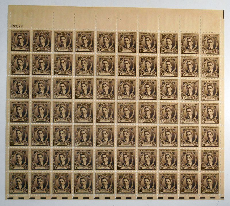 1940 Famous Americans Nevin Sc 883 MNH sheet of 70 XF-Superb sound perfs