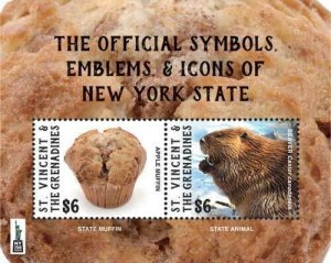 St. Vincent 2016 - Official Symbols & Icons of New York State - Sheet of 2 - MNH