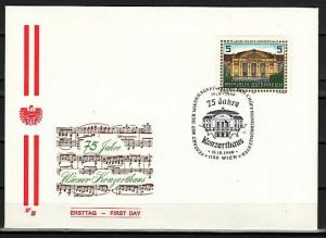 Austria, Scott cat. 1442. Vienna Concert Hall issue. First day cover.