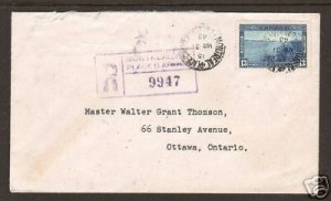 Canada Sc 242 used on 1943 Registered cover to Ottawa, solo usage