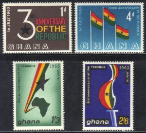 GHANA SC# 143-46 **MLH** 1963  3rd ANNIV. OF REPUBLIC  SEE SCAN