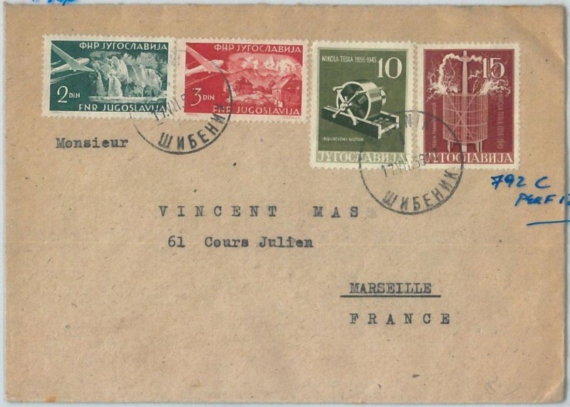 70166 - YUGOSLAVIA - POSTAL HISTORY -  Michel # 792C on COVER to FRANCE  1956 