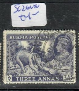 BURMA KGVI 3A   ELEPHANT       SG 26   VFU      P0511B  H