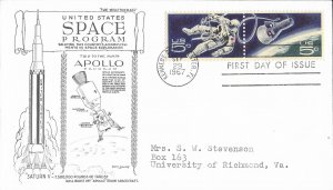 1967 FDC, #1331a, 5c Space Achievements, Aristocrats-Lowry