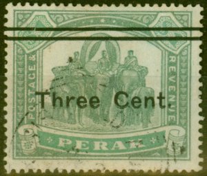 Perak 1900 3c on $1 Green & Pale Green SG86var Broken Upper Bar at Left Fine ...