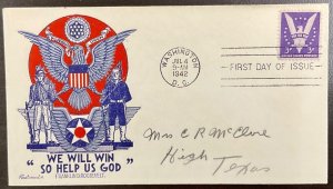 905 Fleetwood cachet WWII Patriotic Win the War FDC 1942