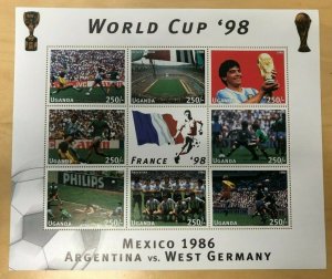 Uganda 1997 - PRE WORLD CUP '98 - Sheet of 9 (Scott #1515) - MNH