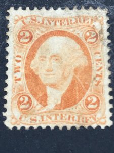 Scott#R15c -1862-71 2c US Internal Revenue, George Washington, Orange  Used N/G