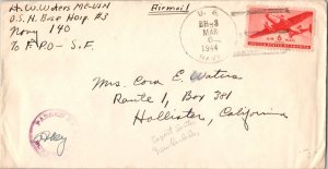 United States Fleet Post Office 6c Transport 1944 U.S. Navy BH-3, Naval Base ...