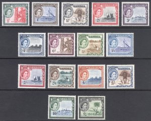 Gambia 1953 1/2d-£1 EIIR Pictorial Scott 153-167 SG 171-185 MLH Cat $89