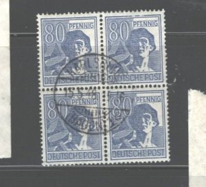 GERMANY,1947-1948, D.POST #572 BLOC OF 4 USED