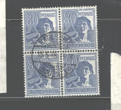 GERMANY,1947-1948, D.POST #572 BLOC OF 4 USED