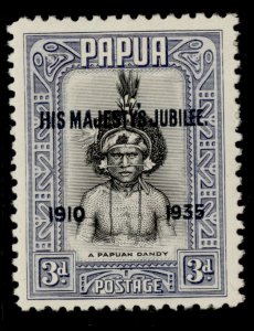 AUSTRALIA - Papua GV SG152, 3d black & blue, M MINT.