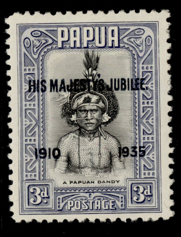 AUSTRALIA - Papua GV SG152, 3d black & blue, M MINT.