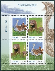 Romania Europa Stamps 2021 MNH Endangered Natl Wildlife Minks Birds 4v M/S II