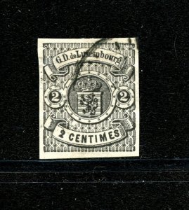 Luxembourg #5 (LU362) Coat of Arms, 1860 imperforated, Used, F-VF, CV$550.00