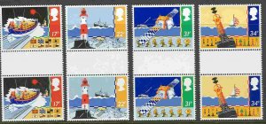 Great Britain # 1107-10 Sea Safety GUTTER PAIRS (4) MNH