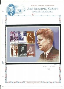 St Vincent Collection, John Kennedy on 8 White Ace Pages, Mint NH Sheets